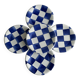 Set of 5 blue and white checkered porcelain dessert plates