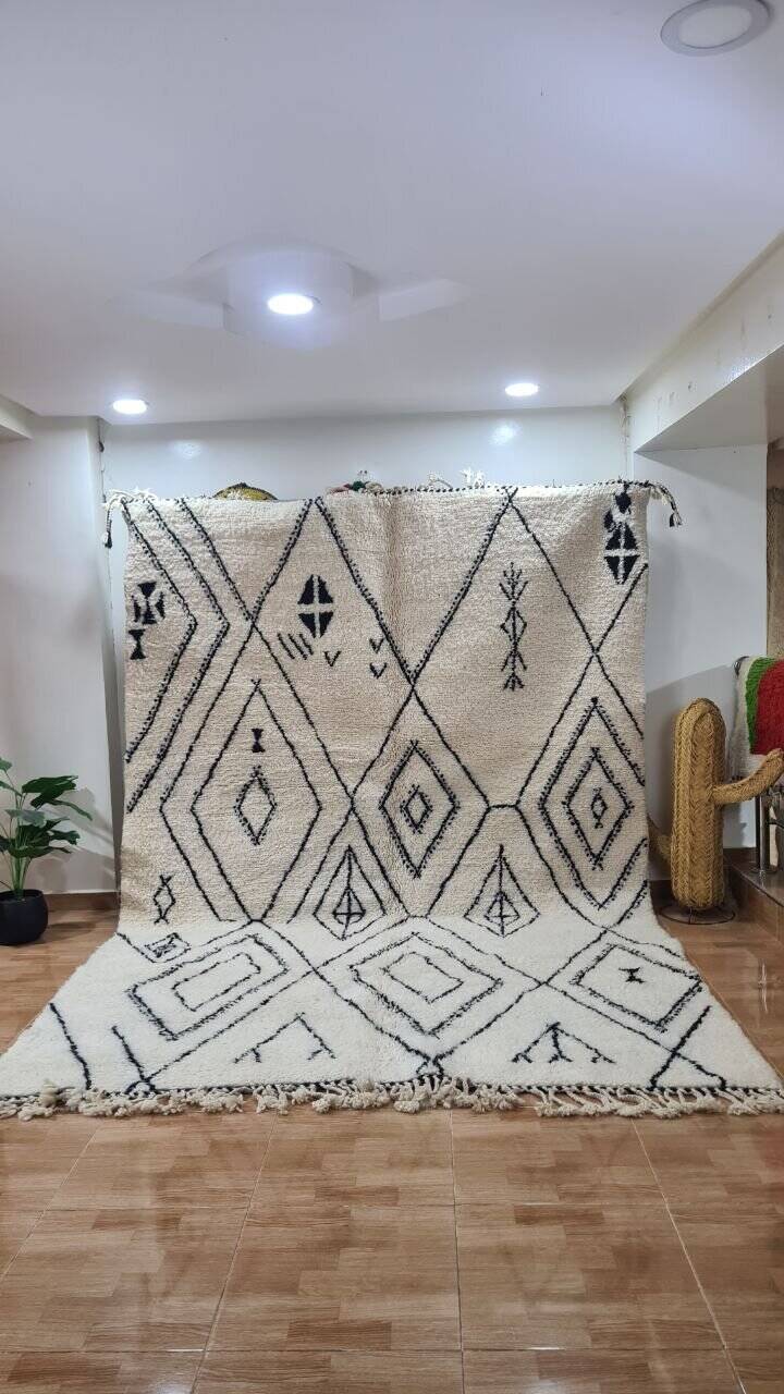 Authentic Moroccan Beni Ouarain Rug with Berber Geometric Symbols