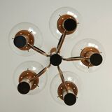 X Large vintage copper chandelier 1980's brutalist hanging light MCM