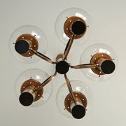 X Large vintage copper chandelier 1980's brutalist hanging light MCM