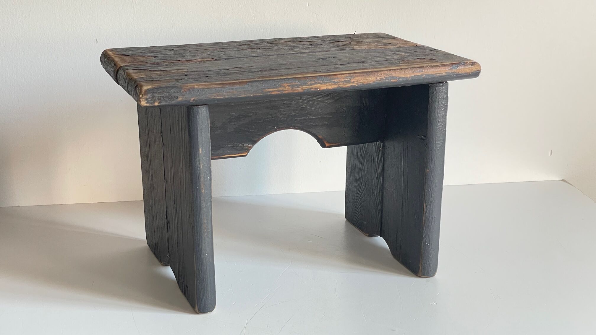 Vintage patinated grey stool