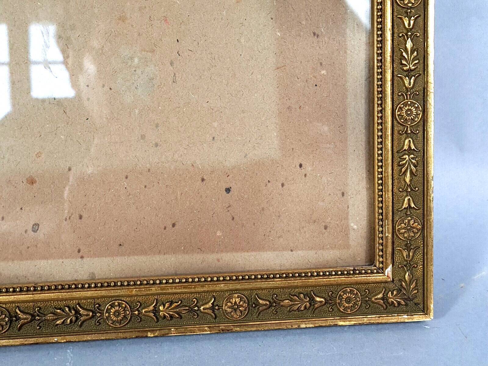 Old frame wood stucco gilding original 67x42 foliage 63x38 cm + glass SB