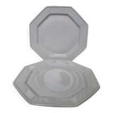 Set of 2 vintage octagonal plates, stylish Limoges porcelain, France