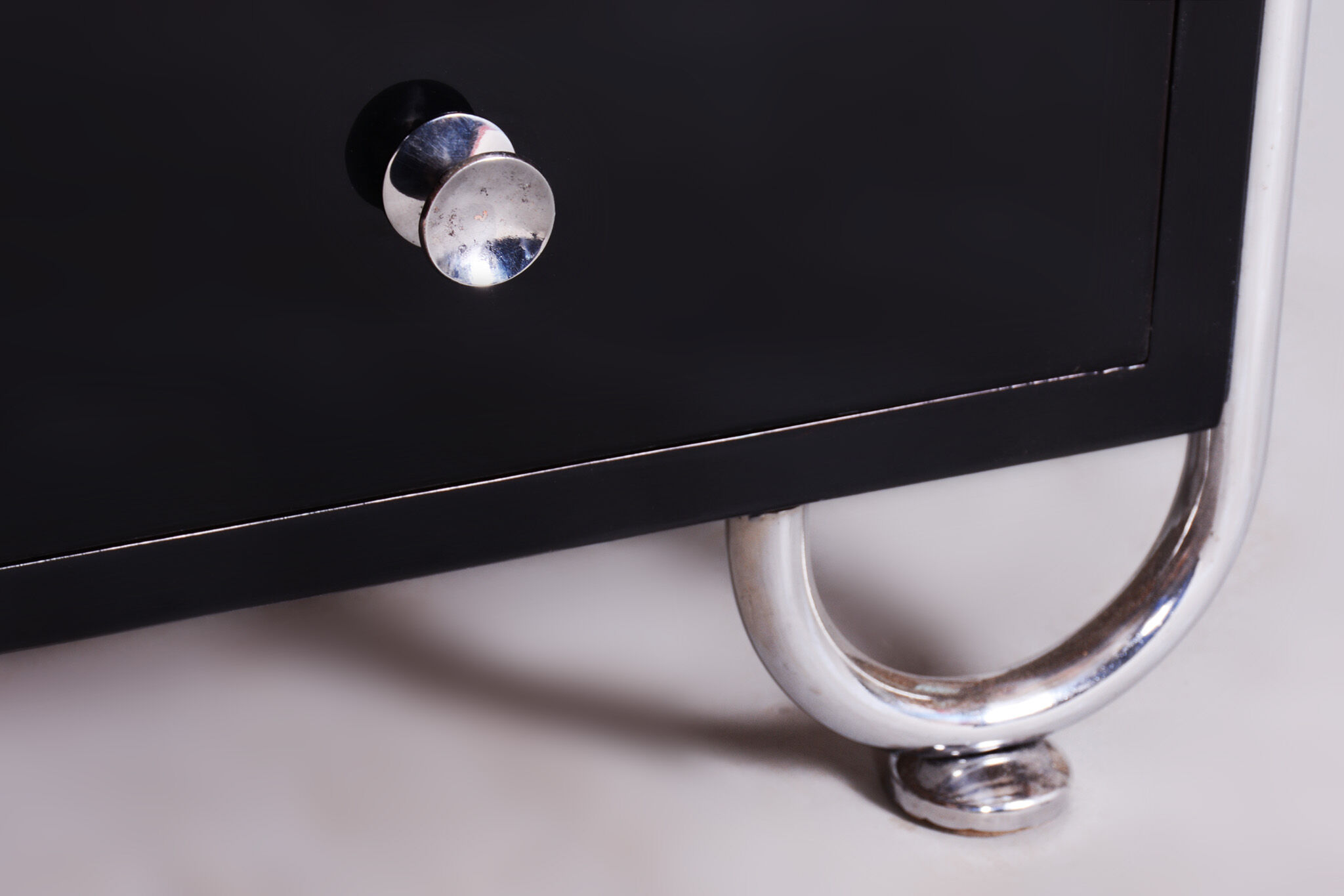 Restored black art deco dressing mirror 1930s, made by vichr a spol