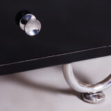 Restored black art deco dressing mirror 1930s, made by vichr a spol