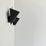 Pair of vintage wall sconces, matte black metal, France, 1970.