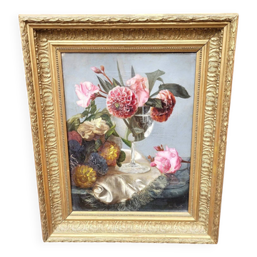 "Bouquet de roses roses", peinture à l'huile contemporaine sur toile