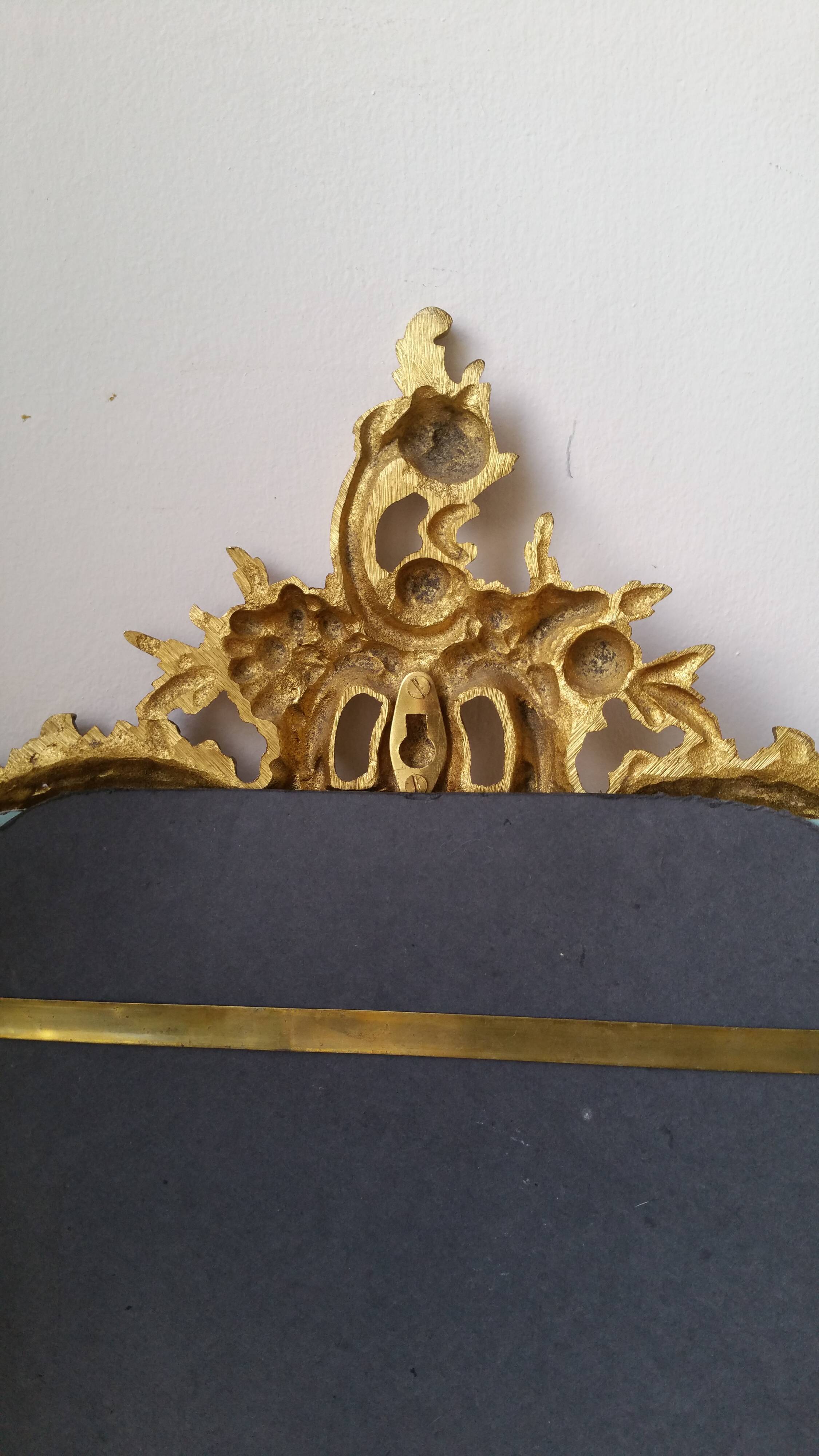 Rococo mirror metal Golden of the nineteenth 33x73cm
