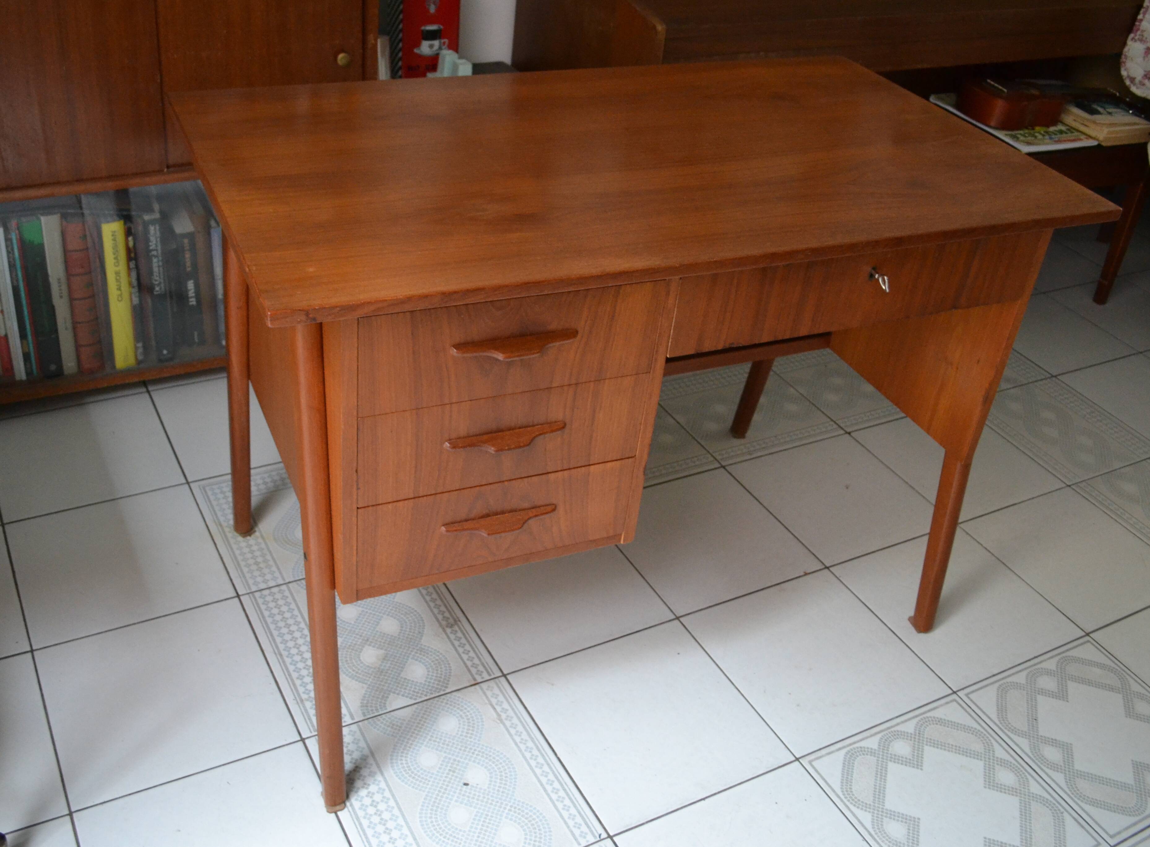 Scandinavian office 60s teak foot compass