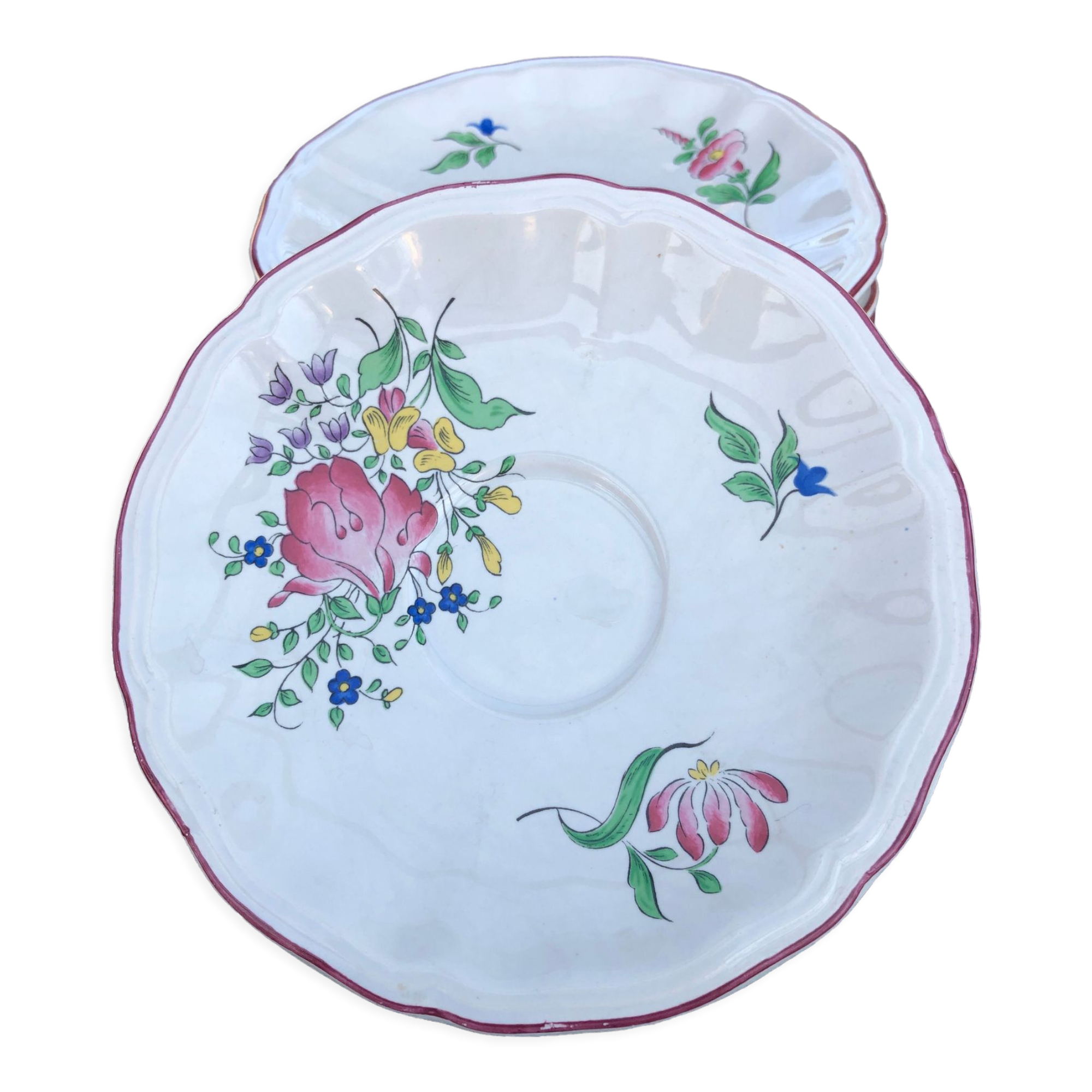 Lot de 5 soucoupes Luneville