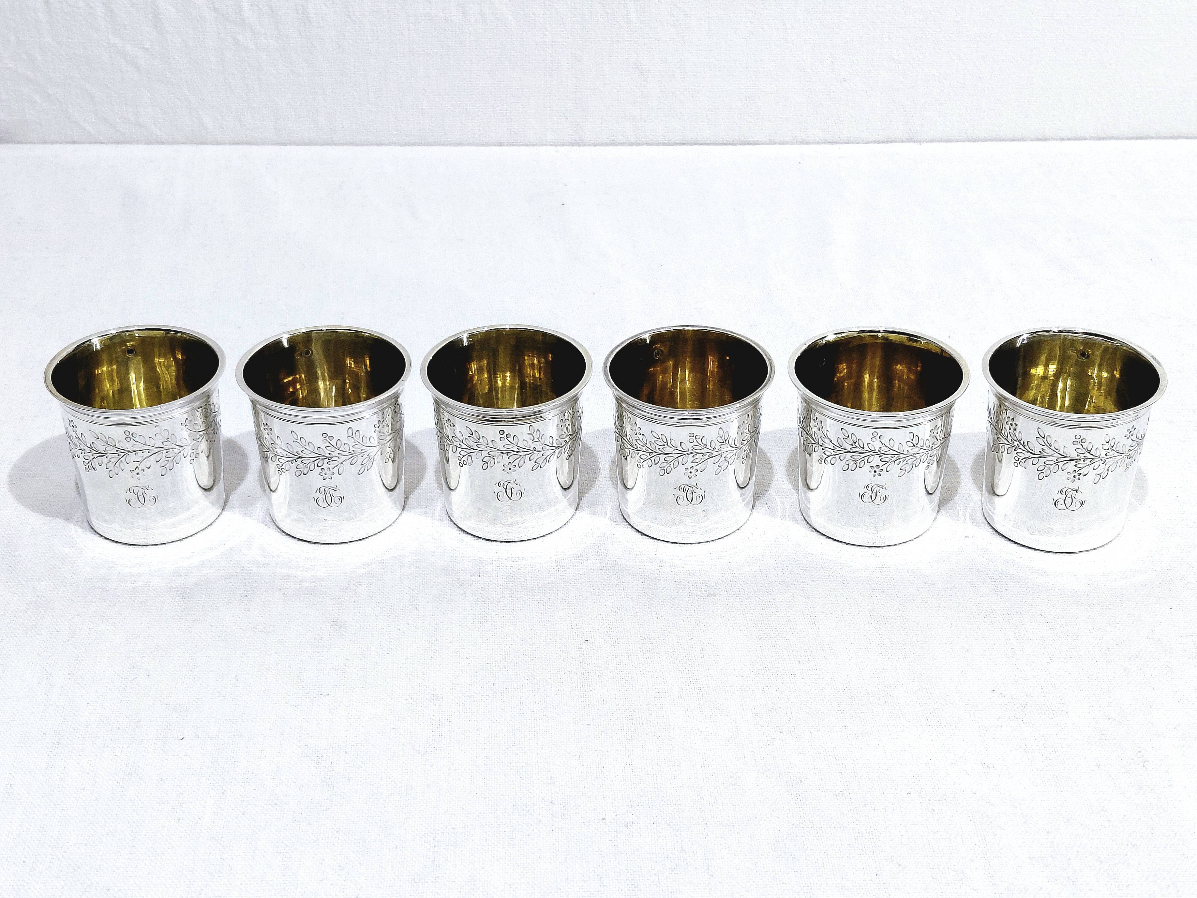 Hippolyte Fournerot - 6 Silver Liqueur Glasses