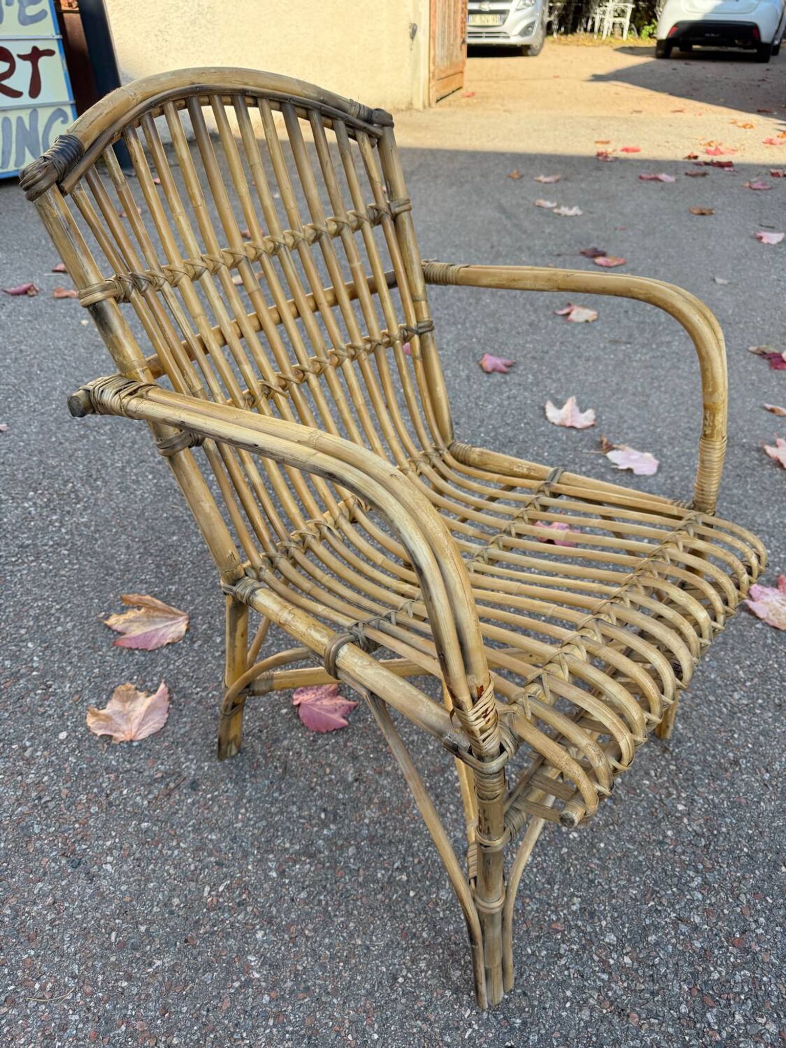 Set of 3 rattan armchairs from the 1970s France