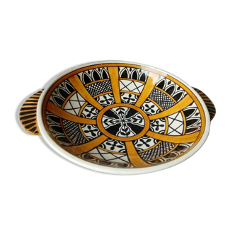 Saladier plat a oreille en céramique Yvon Roy decor celtique france