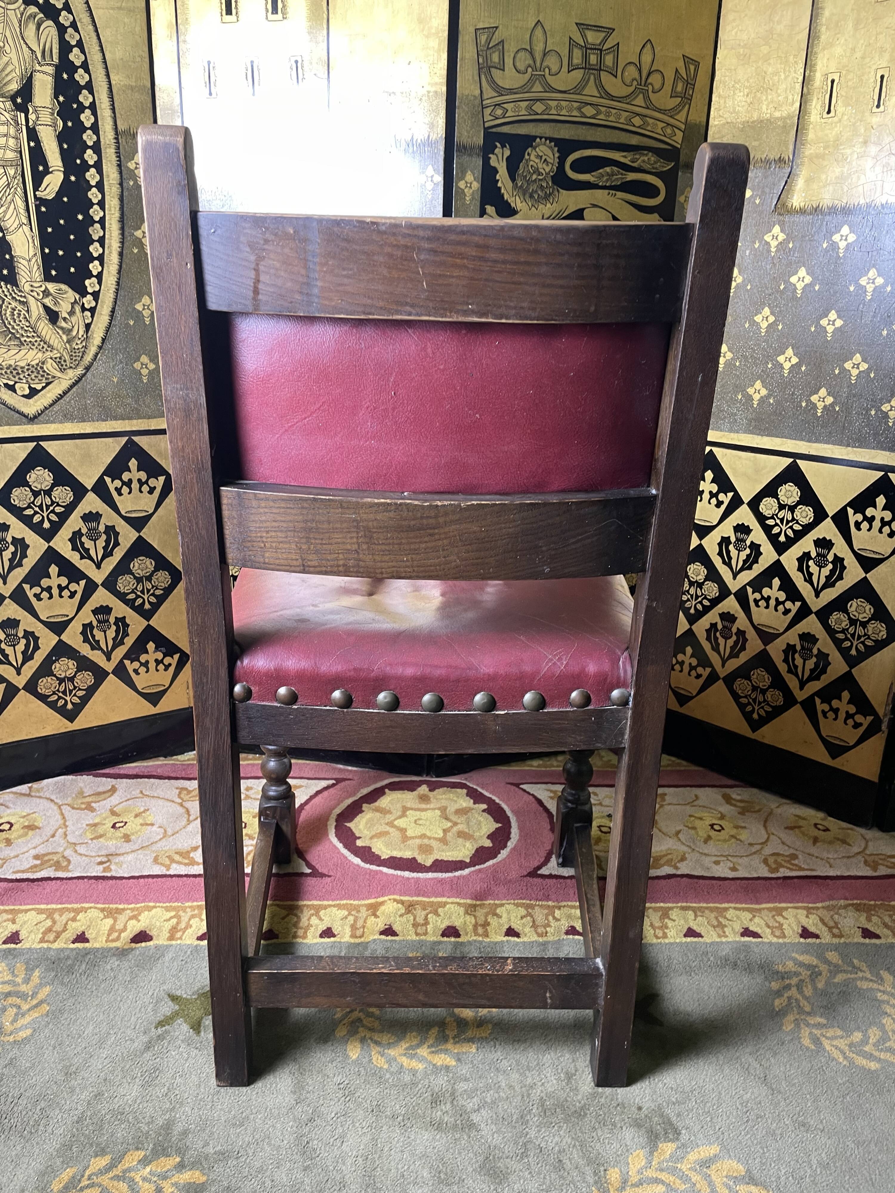 Suite 4 chairs in oak and red leather