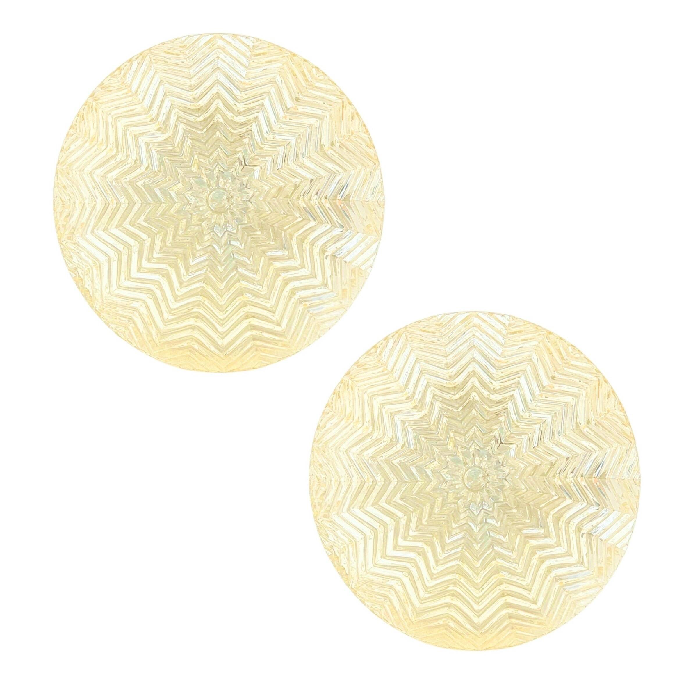 Pair of Mid-Century Art Deco Geometric Glass Wall Lights - Limburg, 1970s