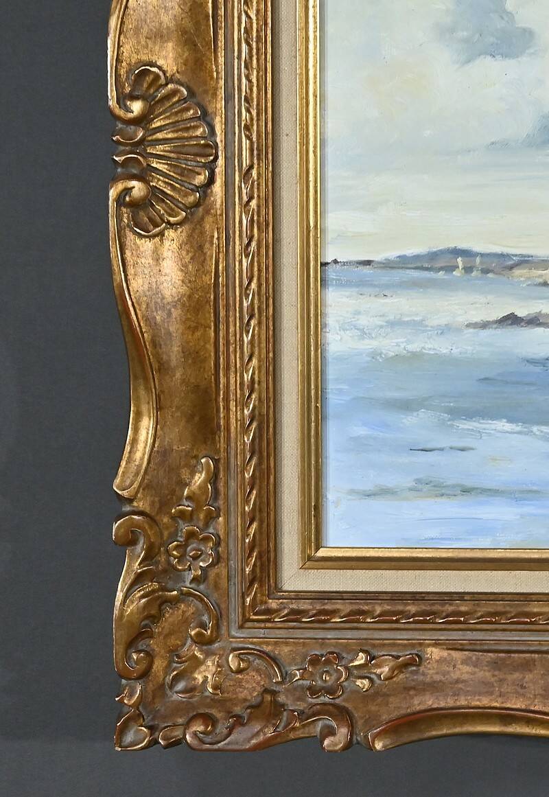 Marine painting “Littoral Breton” signed Marijane le Goaster – 1985