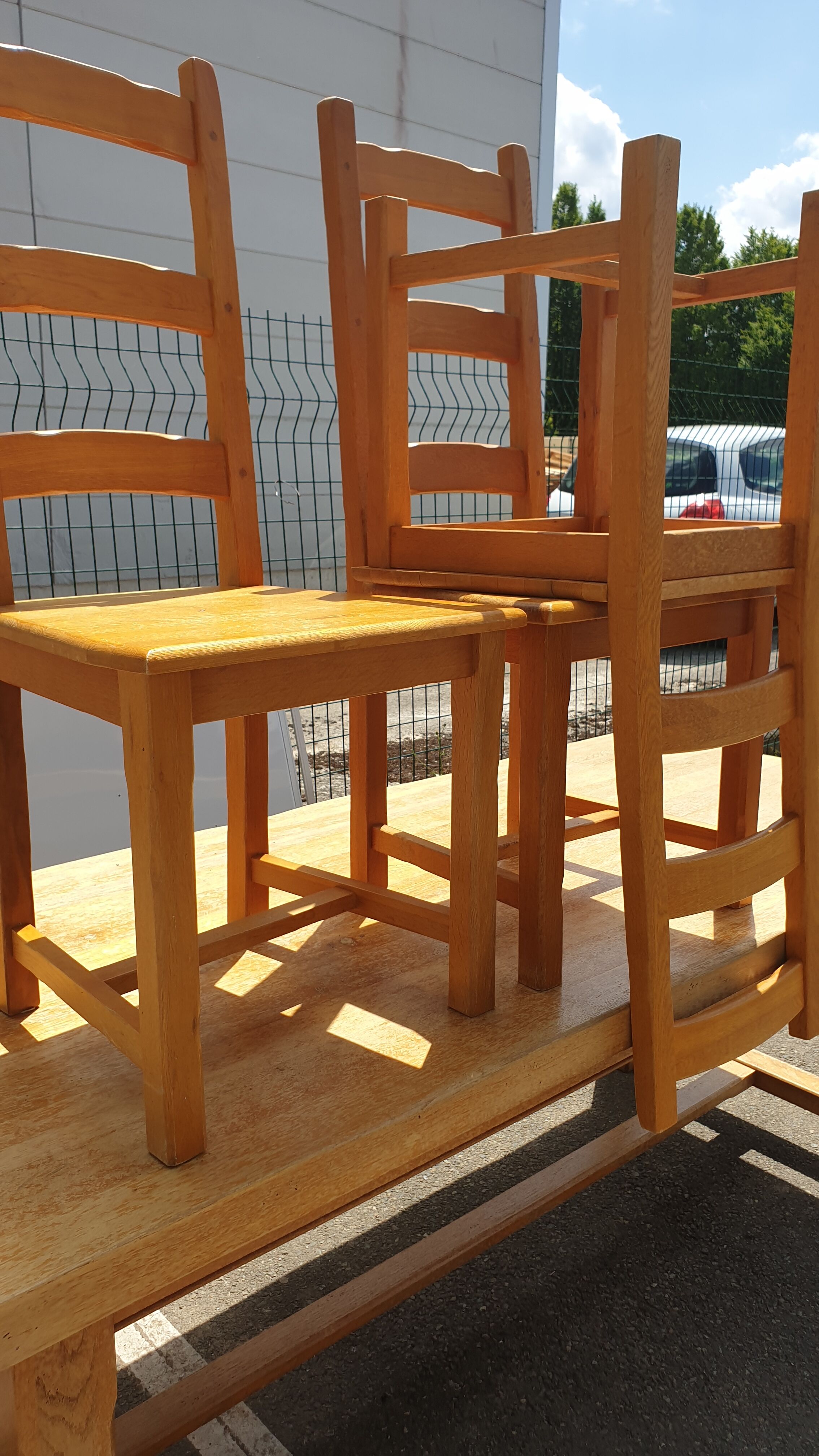 3 solid oak chairs