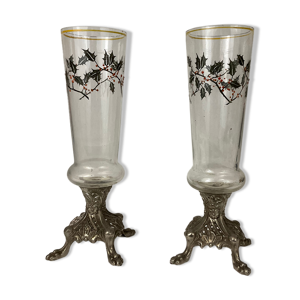 Paire de vases soliflore en verre