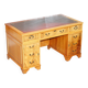 Vintage satin wood partner desk with leather top.