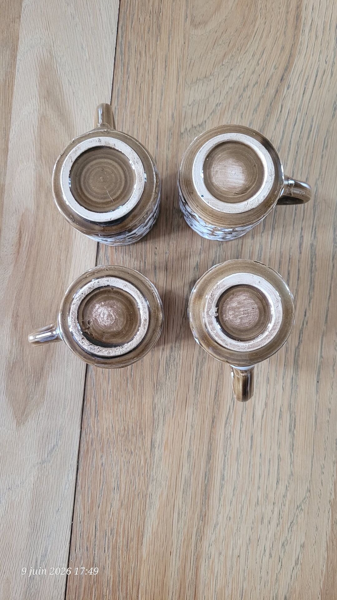 4 tasses à café en grès vintage