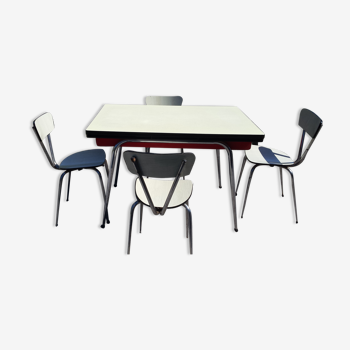 Set of 1 table and 4 chairs in formica