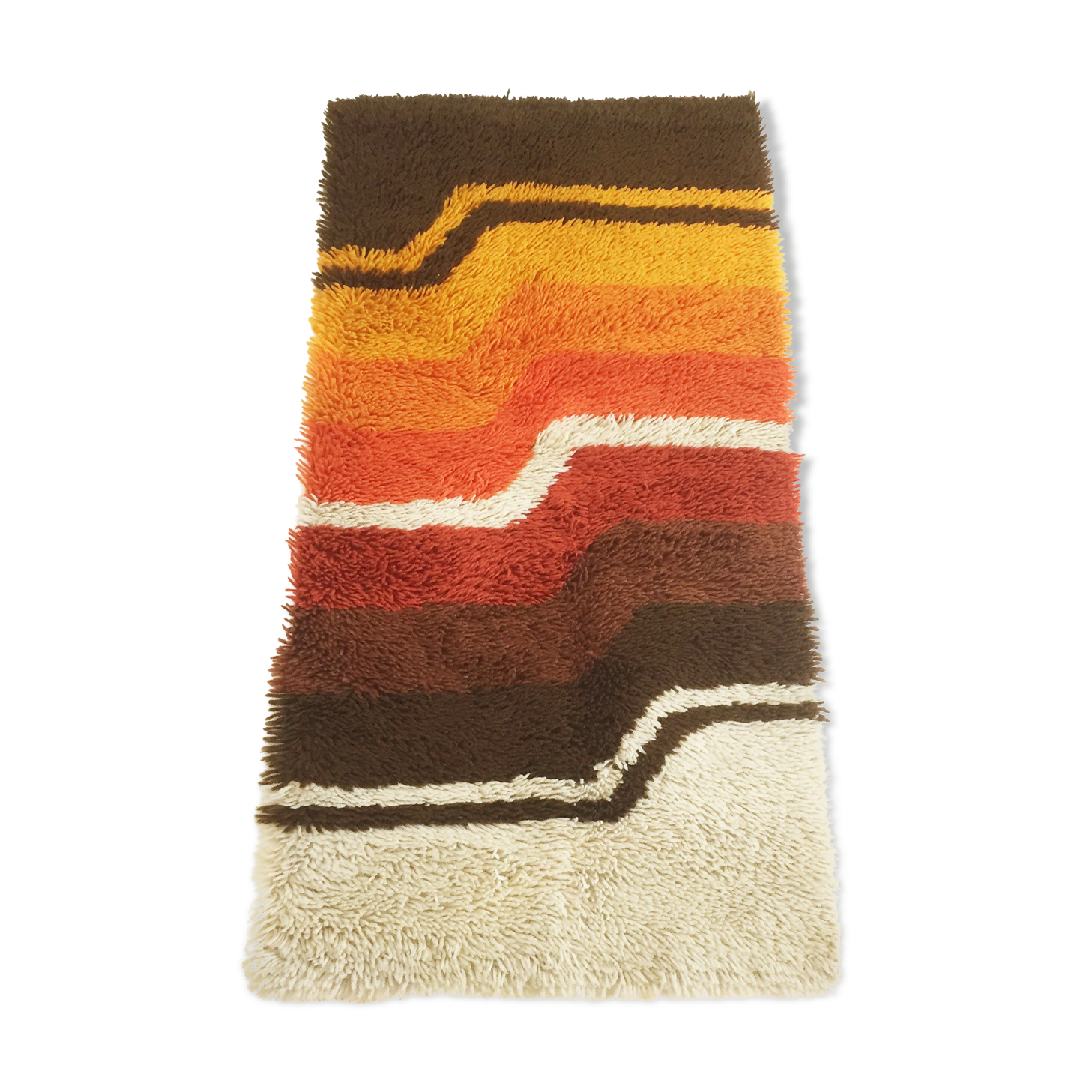 small vintage 70s modernist DESSO carpet rug Flower Power | mid century modern eames era 70s op art  65x130cm