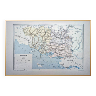 Printed in 1889, the Morbihan, old map.