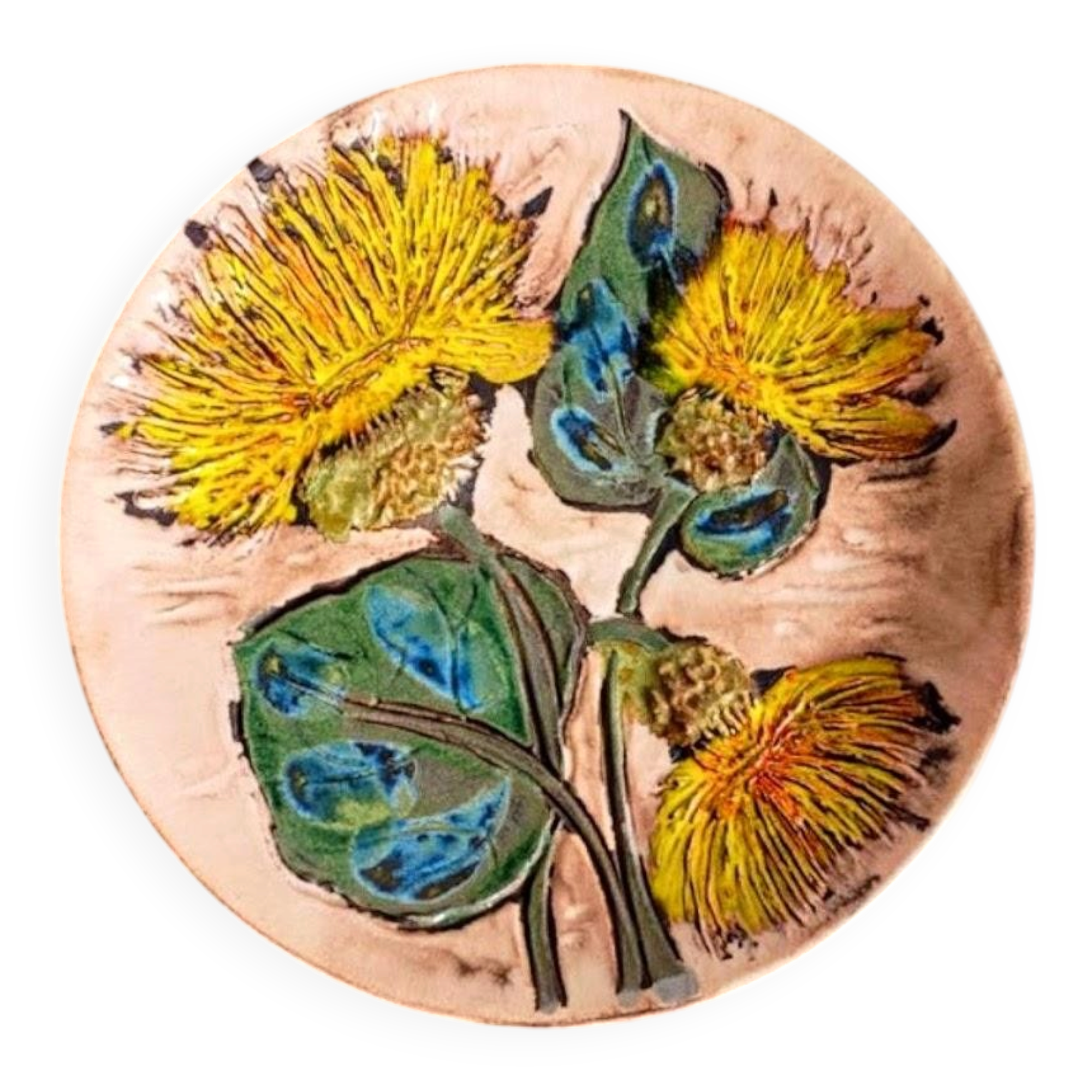 Mid-Century Ceramic Plate by Ruscha, Floral Décor, Germany, 1950s
