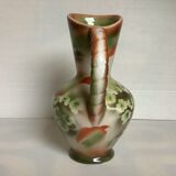 Old vase jug shape green and orange flowers