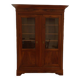 Chic old bookcase pegged in walnut with two glass doors and 5 shelves – Very good condition