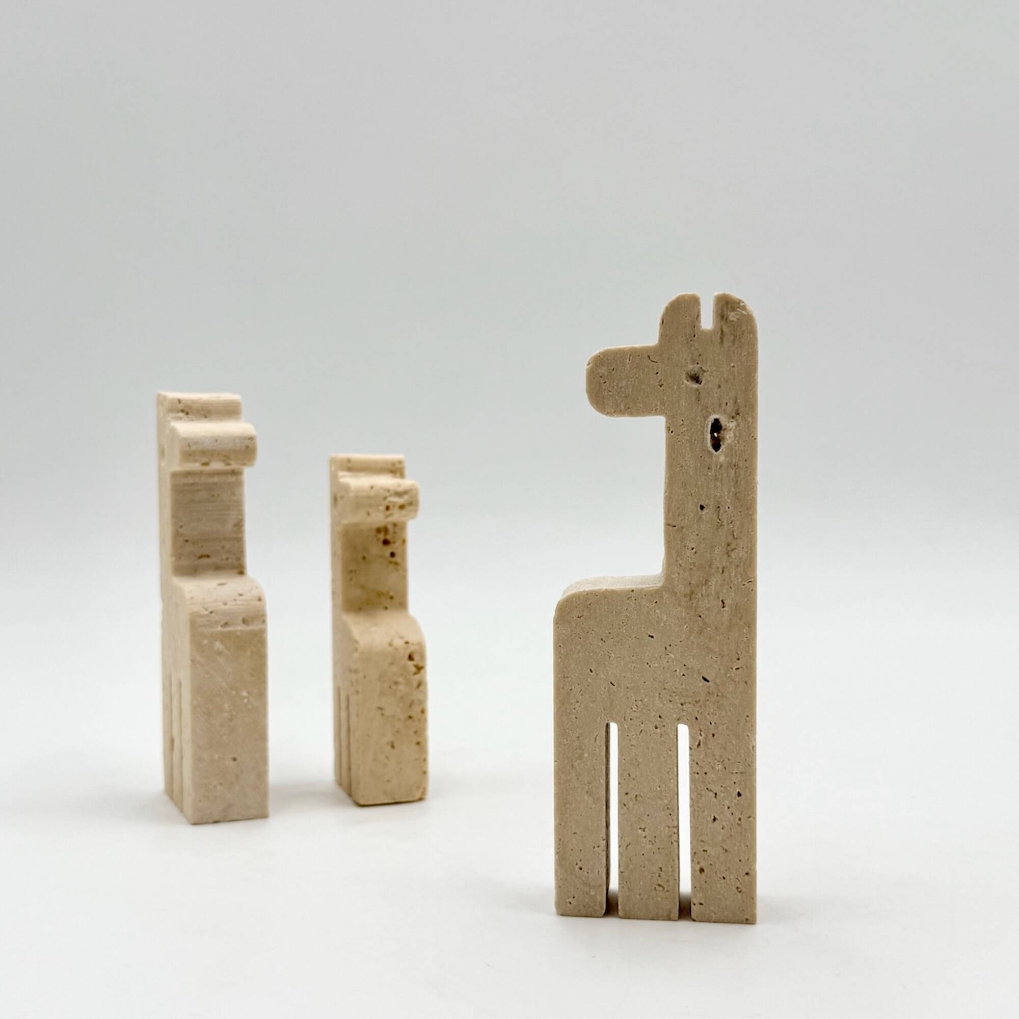 Set of Three Vintage Italian Travertine Animal Sculptures