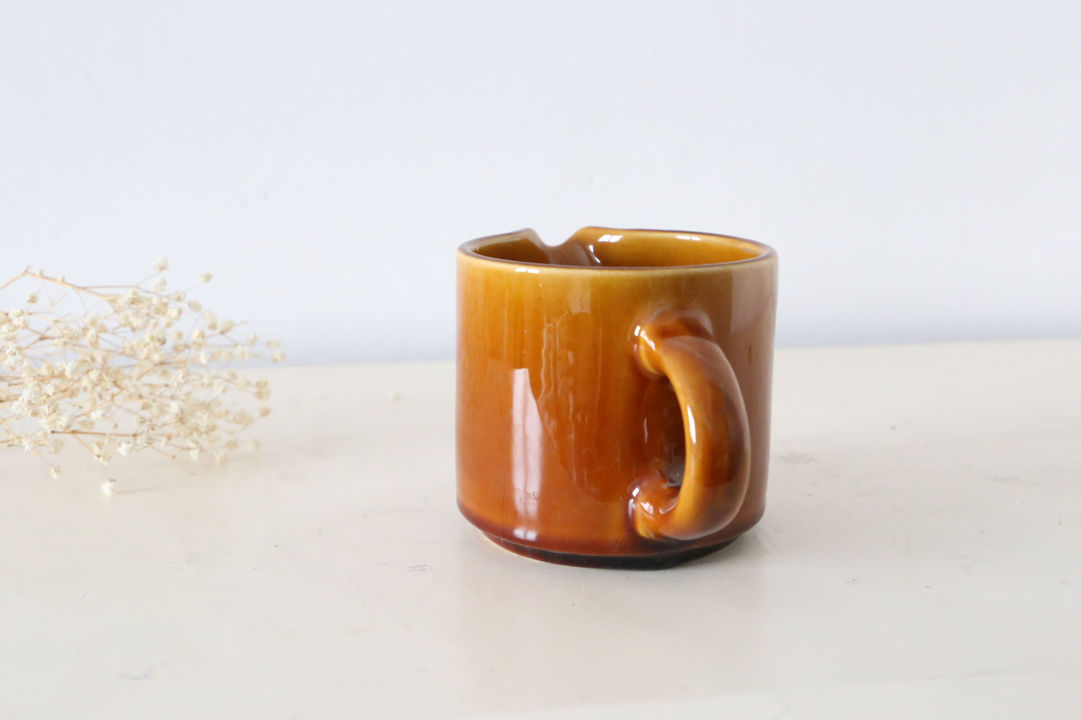 Ceramic milk pot, brown, Niderviller, made in France, vintage