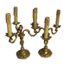Paire de lampes de table 3 feux en bronze style Louis XV