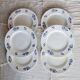 6 vintage ivory earthenware dessert plates - Blue olive pattern