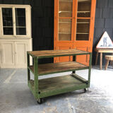 Industrial trolley with shelves, wood and metal