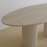 Oval dining table Calypso natural travertine, striated foot 200x100