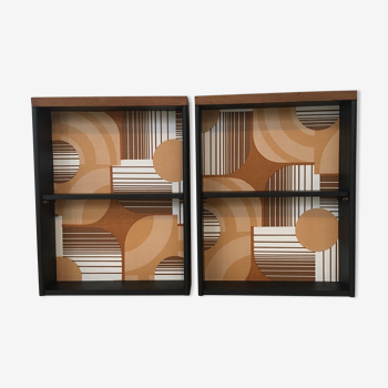 pair of small shelves drawer 60s