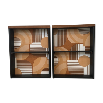 pair of small shelves drawer 60s