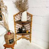 Rattan corner shelf