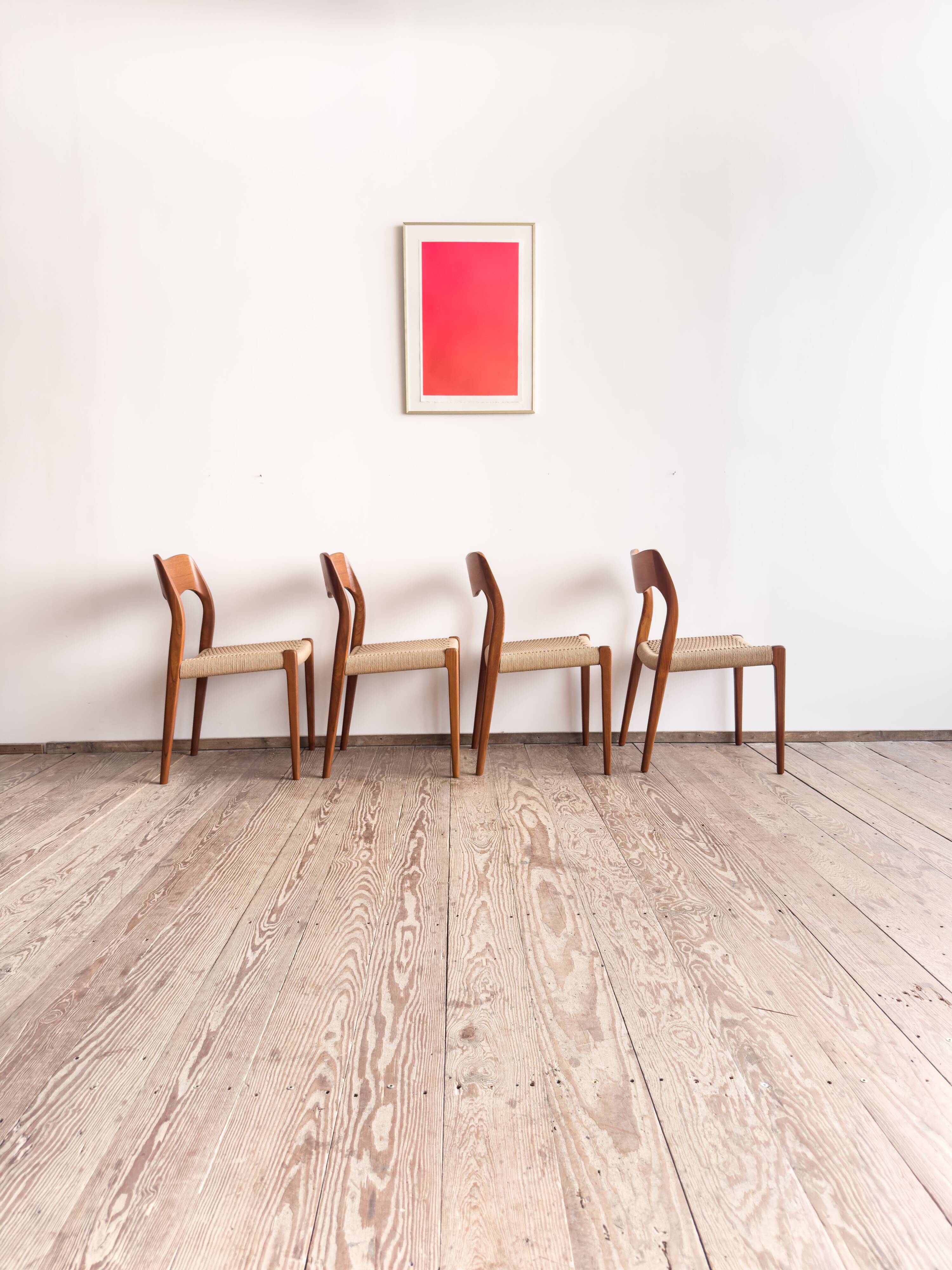 Set of 4 chairs 71 in teak by Niels O. Møller, JL Moller, Mid Century