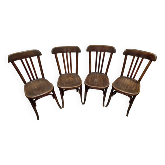 Lot de 4 chaises de bistrot Fischel, vintage années 1920