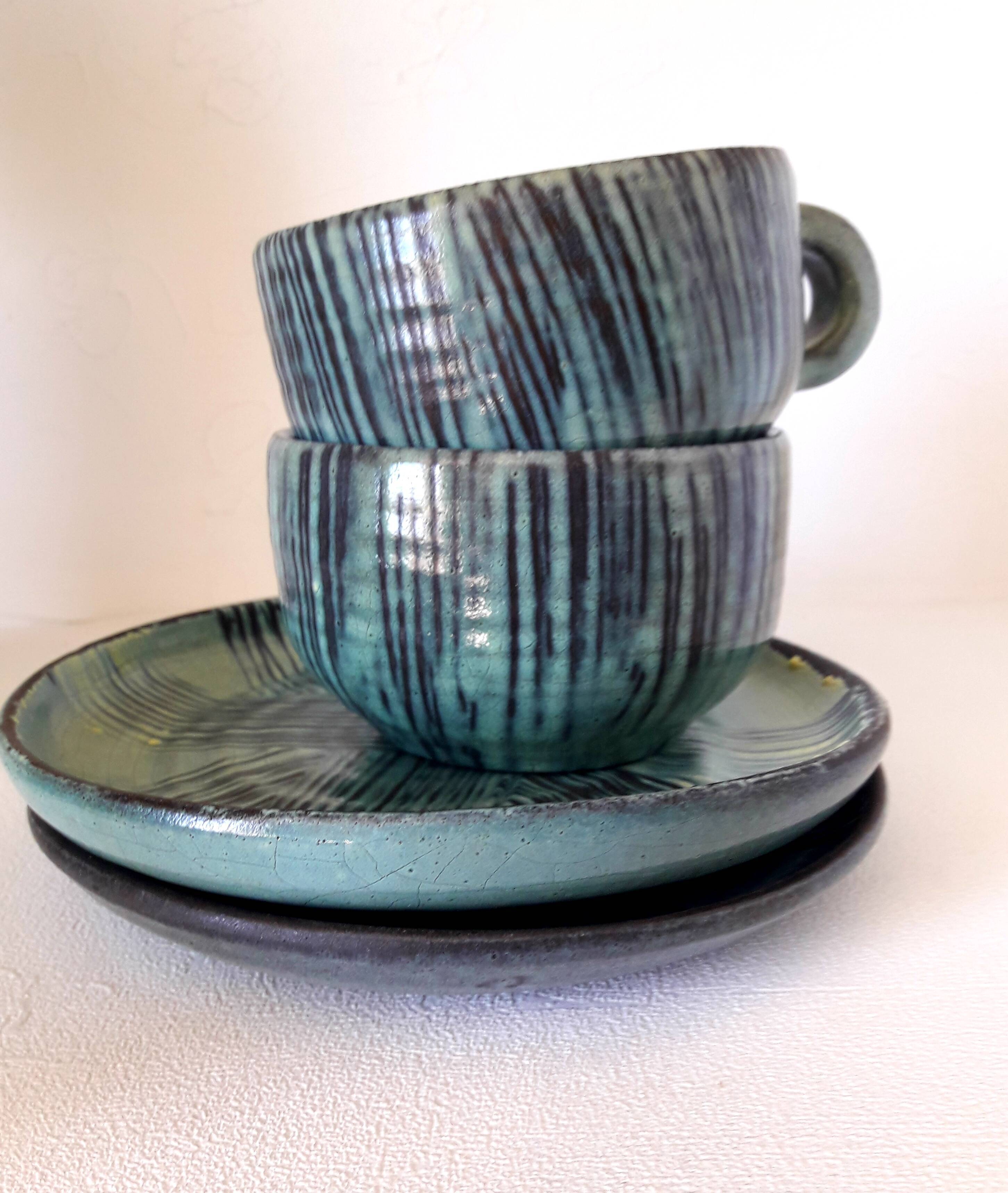 Pair of ceramic lunches Accolay 50s