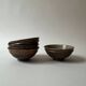 Ceramic ramekins/bowls, stoneware, pyrite, La Borne, France, 1970