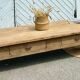 Large XXL farmhouse coffee table in raw solid oak.