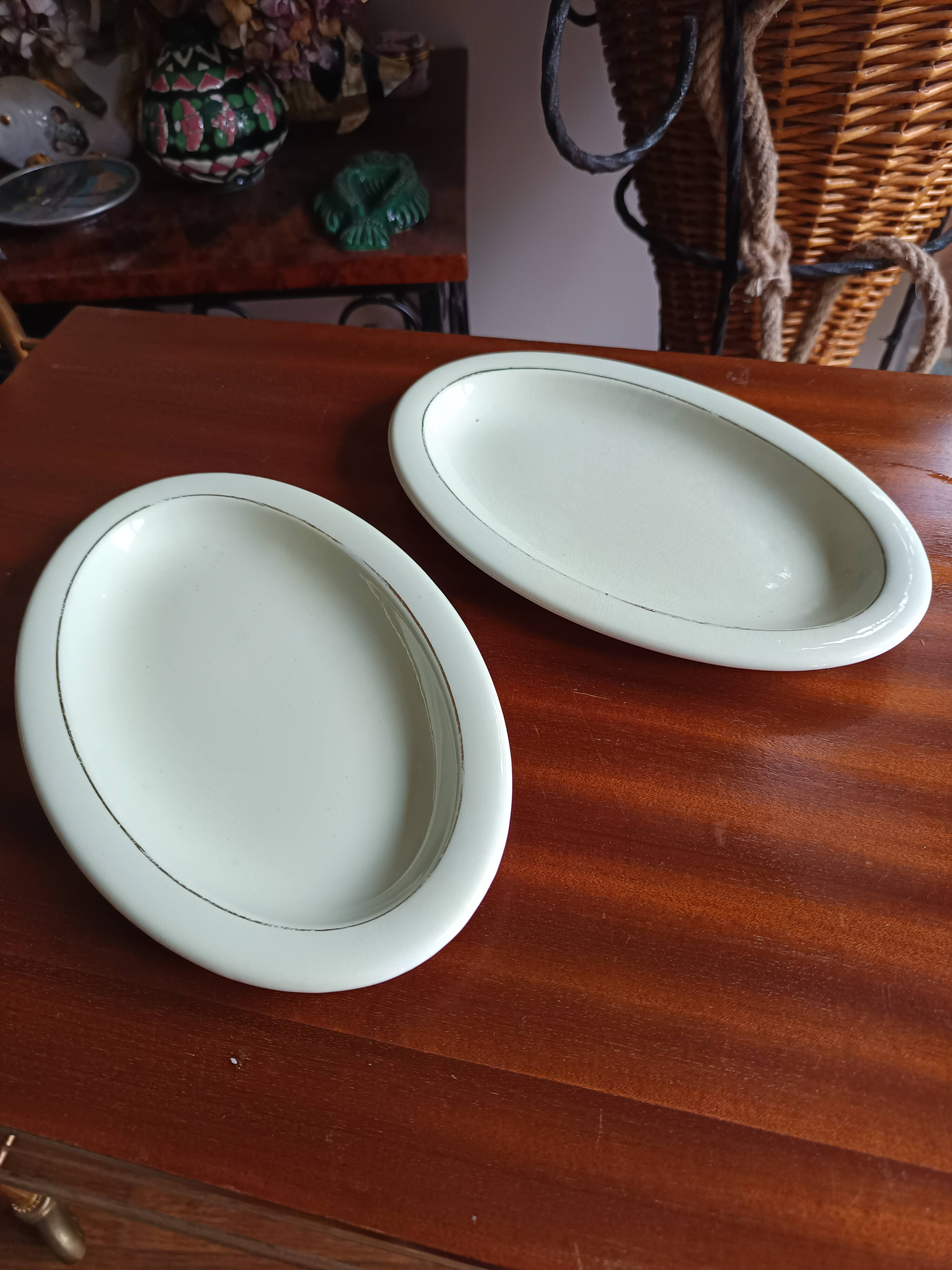 Vegetable dish with 2 platters and 2 small dishes, Salins earthenware, pale green Opaceline