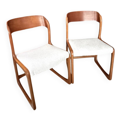 Ancienne paire de chaises Baumann traîneau vintage