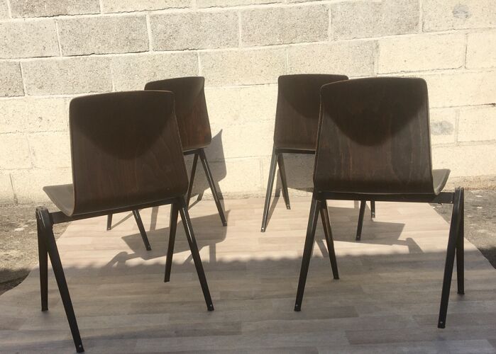 Ensemble de 4 chaises vintage hollandaises Galvanitas S22