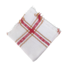 Nappe ancienne carrée en coton à bordure frangée