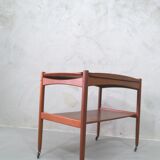 Danish teak bar cart with tray by Poul Hundevad, 1960s