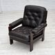 1970s, Danish armchair, brown furniture leather, oak wood.